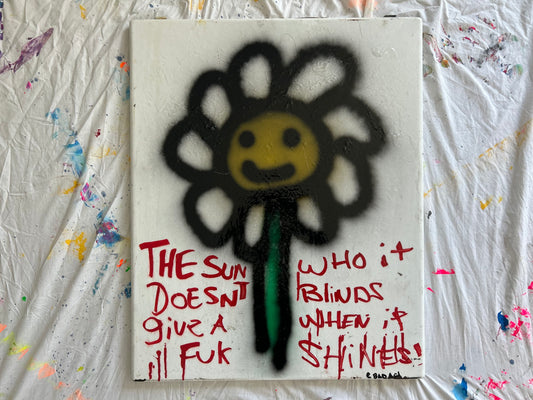 The Sun Doesn’t Give a Fuk - Hand-Painted Washing Machine Panel 🌞🎨